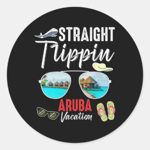 Straight Trippin Aru Trip 2025 Beach Summer Vacati Classic Round Sticker