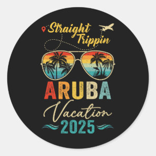 Straight Trippin Aruba 2025 Family Summer Vacation Classic Round Sticker