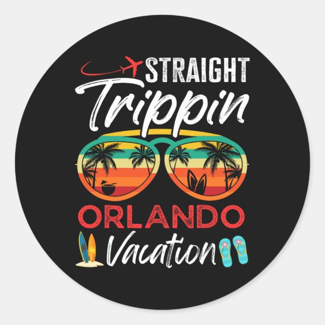Straight Trippin Orlando Couples Family Vacation G Classic Round Sticker (Front)