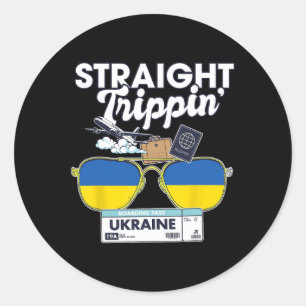 Straight Trippin' Ukraine Vacation Tour Travel Tri Classic Round Sticker