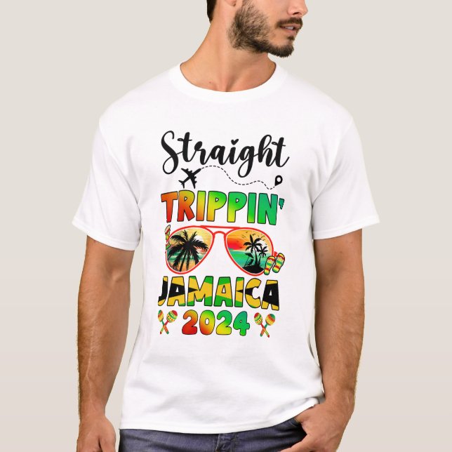 Straight Tripping Jamaica 2024 Family Vacation Mat T-Shirt (Front)