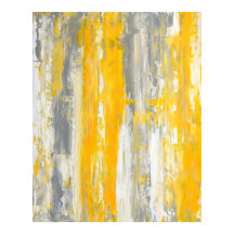 'Straighten It Out' Grey and Yellow Abstract Art