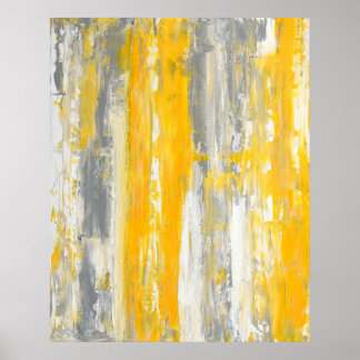 'Straighten It Out' Grey and Yellow Abstract Art Poster