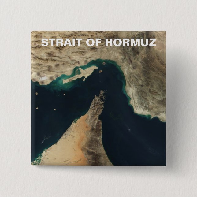 Strait of Hormuz Satellite Image 15 Cm Square Badge (Front)