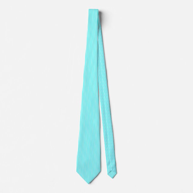Strait White Lines with Cyan Blue Tie (Front)