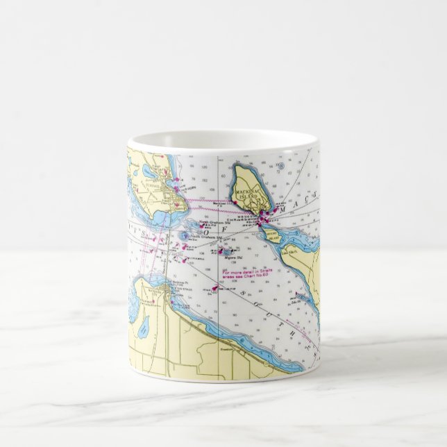 Straits of Mackinac Nautical Chart Mug (Center)