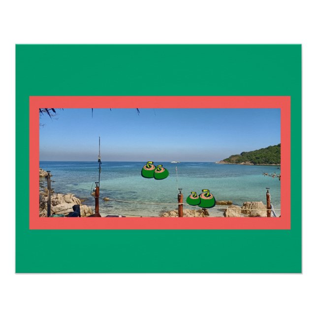 Strand nit Kokosnüsse als Cocktails  Poster (Front)