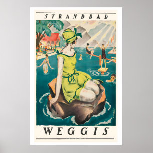 Strandbad Weggis Vintage Travel Poster