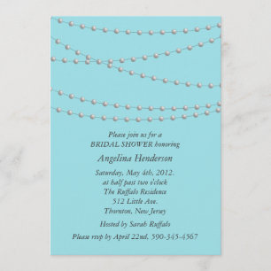 Strands of Pearls on Turquoise Bridal Shower Invitation