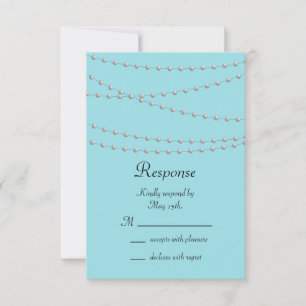 Strands of Pearls on Turquoise RSVP Card
