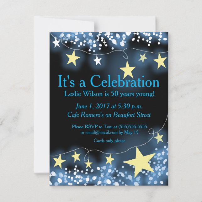 Strands of Stars 50th Birthday Invitation (Front)