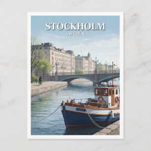 Strandvägen and Djurgårdsbron Stockholm Sweden Postcard
