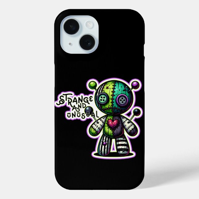 Strange and Unusual Purple Green Heart Voodoo Bear Case-Mate iPhone Case (Back)
