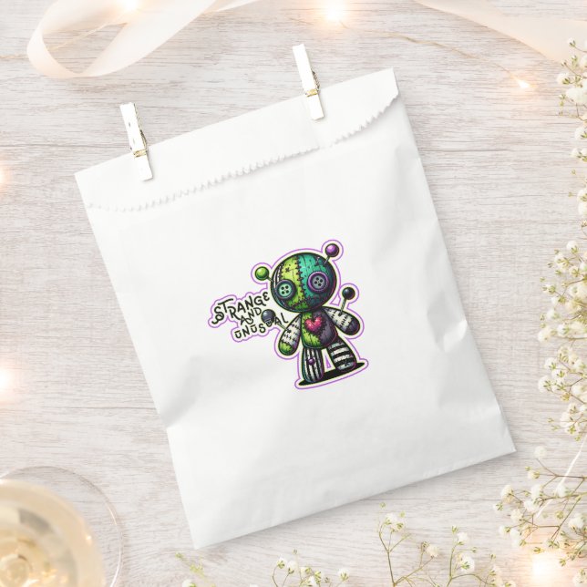 Strange and Unusual Purple Green Heart Voodoo Bear Favour Bags (Clipped)