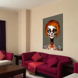 Strange bizarre dead person portrait AI Art Poster