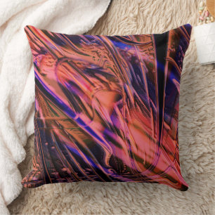 Strange, burnt strokes against dark peach cushion