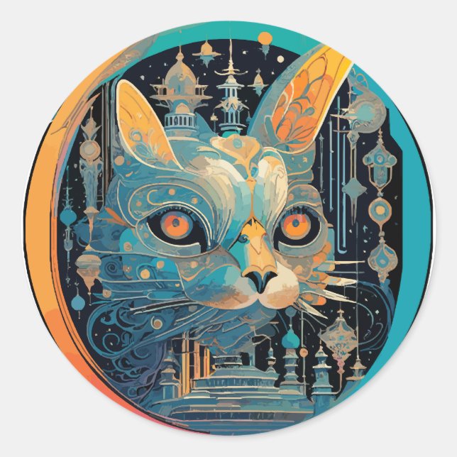 Strange Cat Staring at Your Headlights Classic Round Sticker (Front)