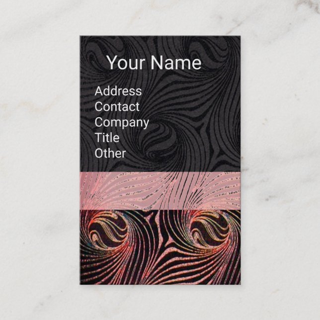 STRANGE CIRCLES,SWIRLS Red Brown Abstract Black Business Card (Front)