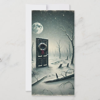 Strange Dark Creepy Christmas Door Holiday Card