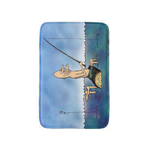 Strange Day Fishing Cartoon Bath Mat