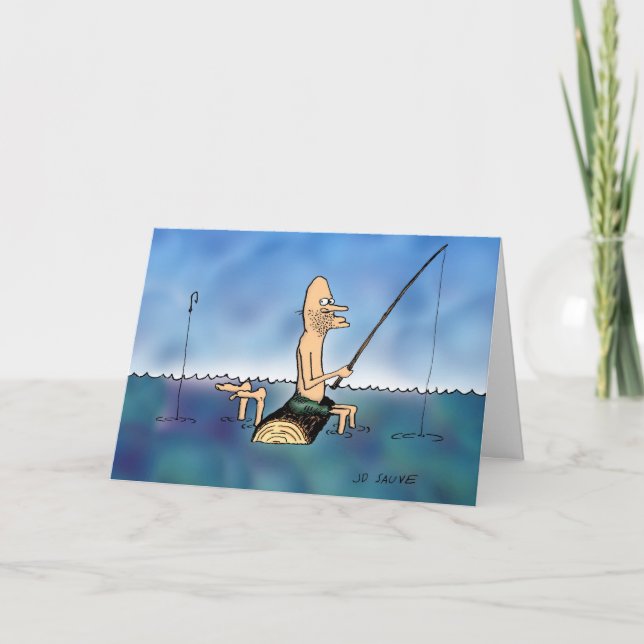 Strange Day Fishing Cartoon Birthday Card (Front)