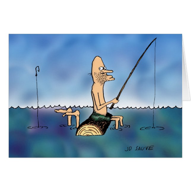 Strange Day Fishing Cartoon Blank Inside Card (Front Horizontal)