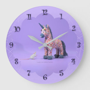 Strange encounter Mouse and Unicorn Large Clock