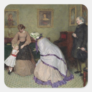 Strange Faces (w/c & bodycolour on paper) Square Sticker