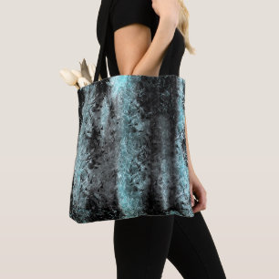 Strange fibrous texture in clear blue and black tote bag