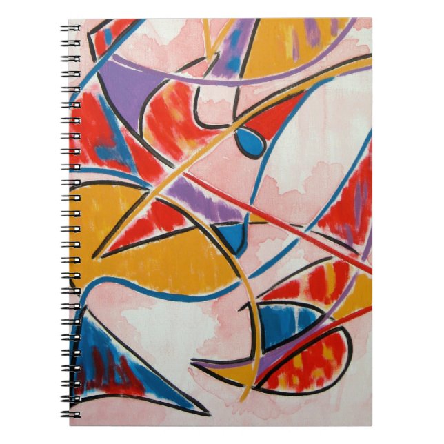 Strange Fish - Abstract Art Hand Painted Spiral Notebook (Front)