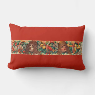 strange heads print lumbar cushion