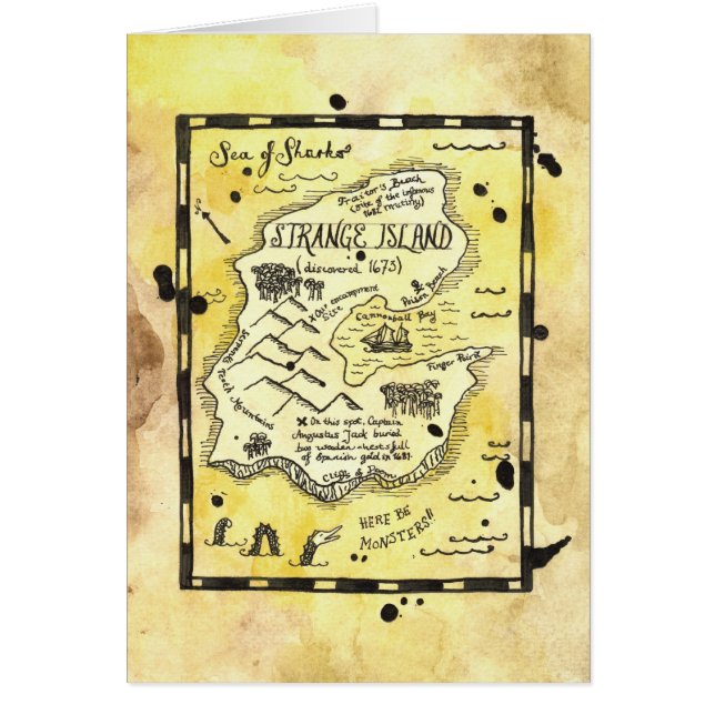 Strange Island Pirate Treasure Map Card (Front)
