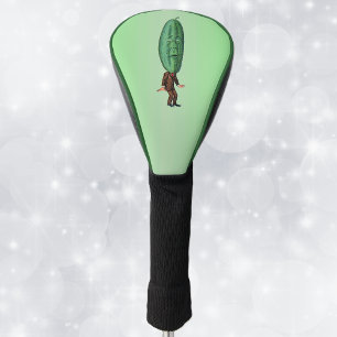 Strange Man With Pickle Head in Brown Suit Green Golf Head Cover