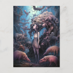 Strange Mutated Woman Surreal Art Postcard