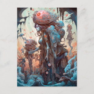Strange Mutated Women Surreal Art Postcard