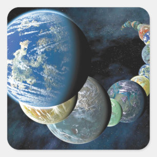 Strange New Worlds Alien Planet Montage Square Sticker