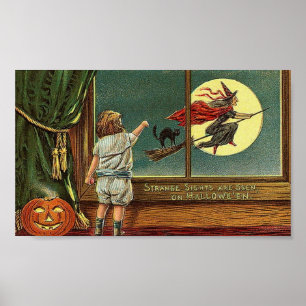 Strange Sights Are Seen on Halloween, Child, Cat,  Poster