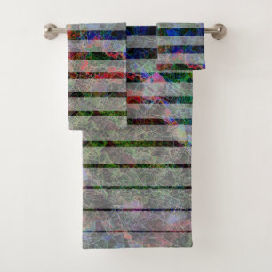 Strange stripes and colourful scratches and lines bath towel set