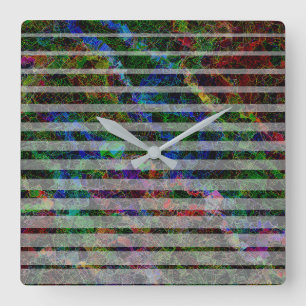 Strange stripes and colourful scratches and lines square wall clock