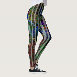 Strange stripes and scratched squares in lines leggings