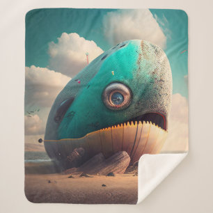 Strange Whale Sherpa Blanket