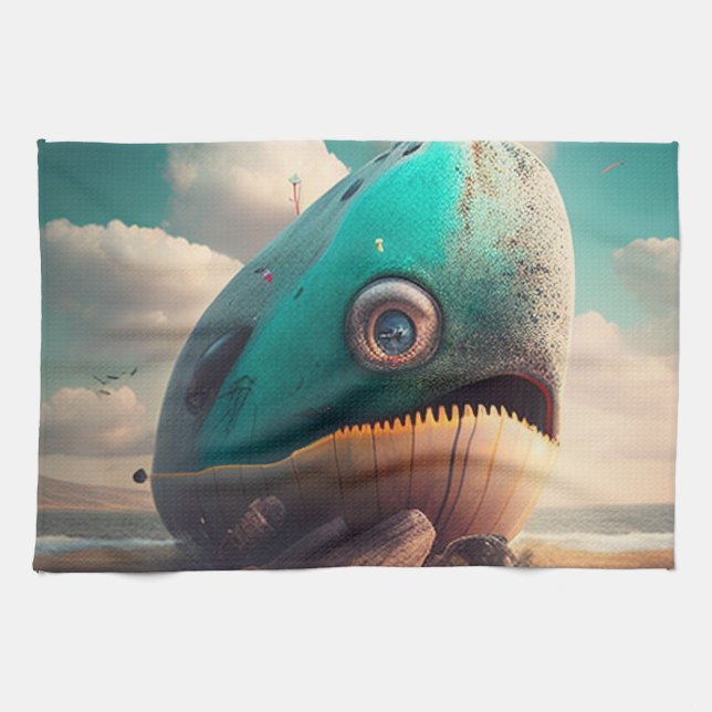 Strange Whale Tea Towel (Horizontal)