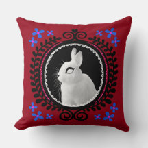 Strange White Bunny: Red, Blue, Pink & Black