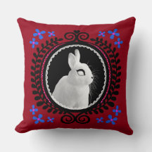 Strange White Bunny: Red, Blue, Pink & Black