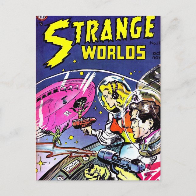 Strange Worlds Comic Book Postcard (Front)