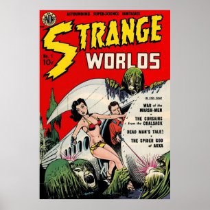 STRANGE WORLDS  Science Fiction Comic Book Cover Poster