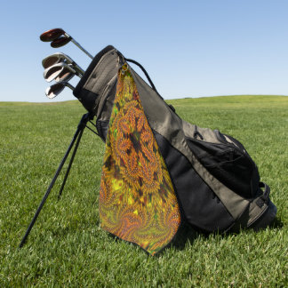 Strange yellowish kaleidoscope over abstract image golf towel