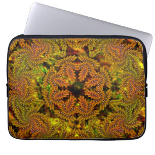 Strange yellowish kaleidoscope over abstract image laptop sleeve