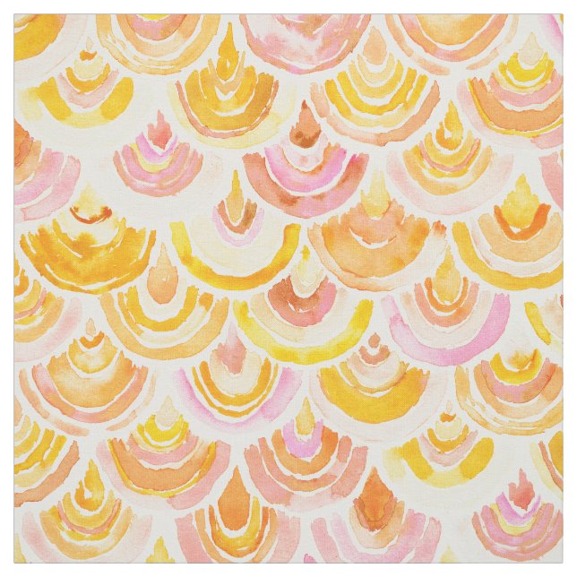 STRANGEBOW Yellow Watercolor Fish Scale Fabric (Swatch)