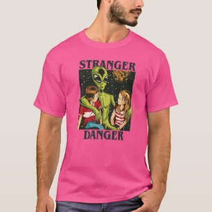 Stranger Danger Alien UFO Vintage Alien with Kids T-Shirt